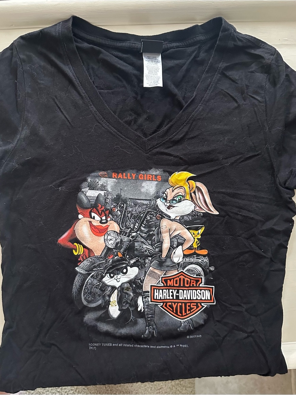 Harley-Davidson Black Looney Tunes V-Neck T-shirt.